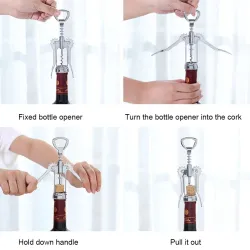 Bottle opener - corkscrew - wing type
