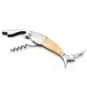Corkscrew / pullon avaaja puukahvalla - kalan muoto