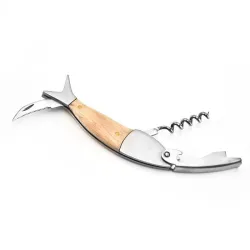 Corkscrew / bottle opener with wood handle - fish shapeBar supply