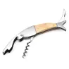 Korkenzieher / Flaschenöffner mit Holzgriff - Fischform