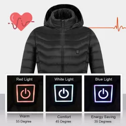 USB uppvärmd jacka med huva / zipper - ner bomull - unisex