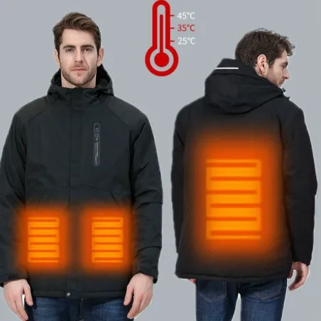 USB - lämmitetty lämpötakki hupulla / zippers - vedenpitävä