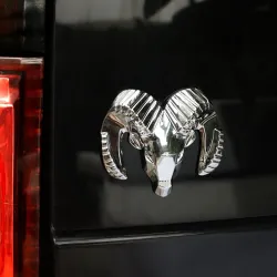 cabeça de carneiro 3D - emblema de metal - autocolante