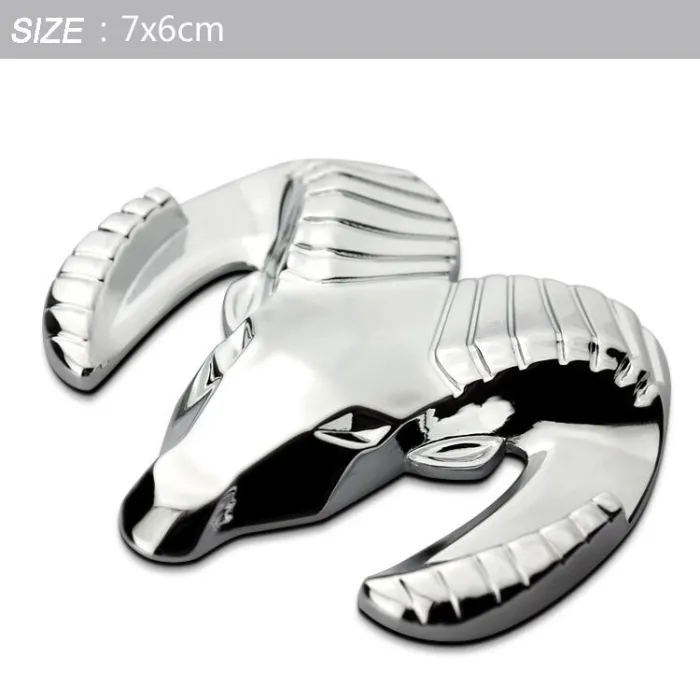 cabeça de carneiro 3D - emblema de metal - autocolante