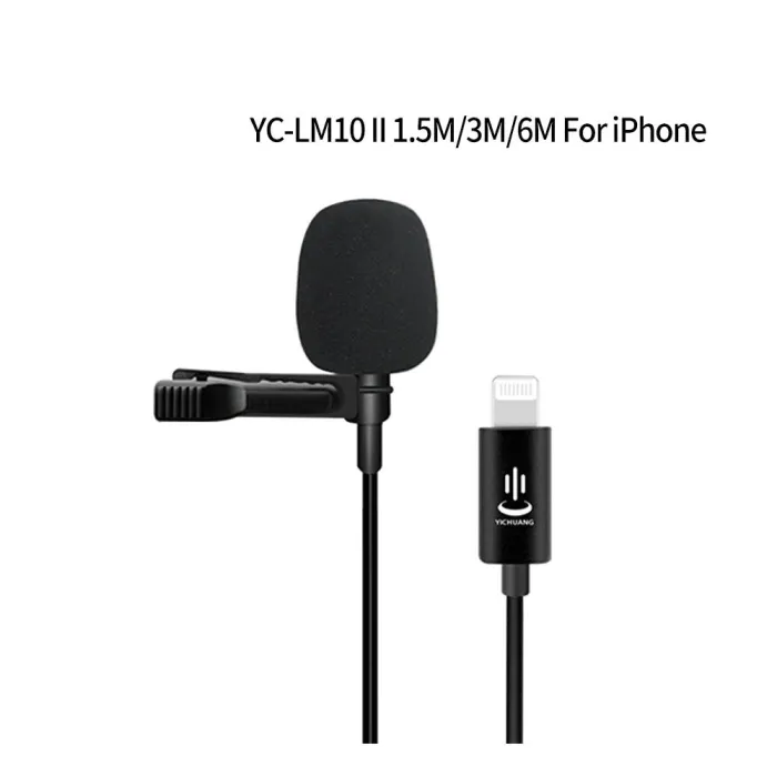 YC-LM10 II - 1.5m - 3m - 6m - microfono professionale Lavalier - cavo per iPhone