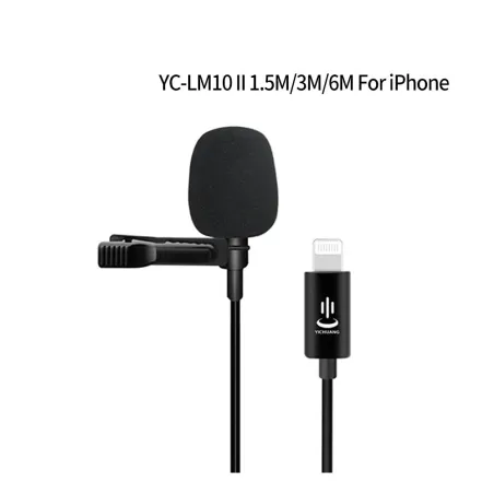 YC-LM10 II - 1.5m - 3m - 6m - microfone profissional Lavalier - cabo para iPhone