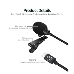 MicrófonosYC-LM10 II - 1,5m - 3m - 6m - micrófono profesional Lavalier - cable para iPhone