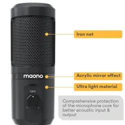 AU-PM461TR - USB mikrofonkondensator - inspelning - online undervisning - möten - live streaming - spel - med stativ
