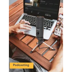 AU-PM461TR - USB mikrofonkondensator - inspelning - online undervisning - möten - live streaming - spel - med stativ