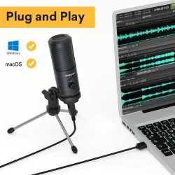 AU-PM461TR - condenseur de microphone USB - enregistrement - enseignement en ligne - réunions - streaming en direct - jeu - avec