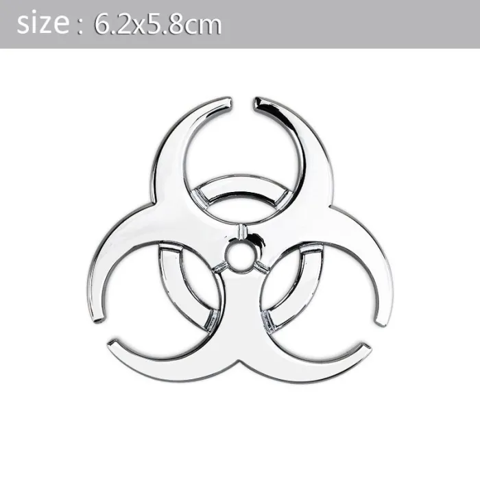 3D biohazard - emblema in metallo - autoadesivo