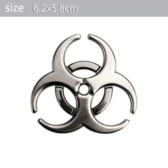 3D biohazard - emblema in metallo - autoadesivo