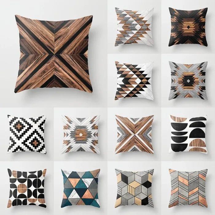 Bois / motif tribal ethnique - housse de coussin - polyester - 45 * 45cm