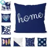 Navy blå geometrisk - kudde täcka - polyester - 45 * 45cm