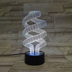 ampoule 3D en spirale - RGB - LED - USB - lampe de nuit