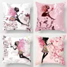 Fée aux fleurs roses - housse - coton - 45 * 45cm