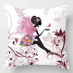 Fata di fiori rosa - copertura cuscino - cotone - 45 * 45cm