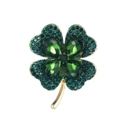 Verde / vermelho quatro folha trevo - broche de cristal