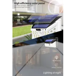 LED solljus - utomhus - rörelsesensor - vägg - vattentät - 34 LEDS