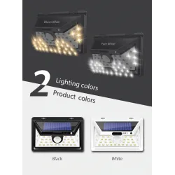 LED solljus - utomhus - rörelsesensor - vägg - vattentät - 34 LEDS