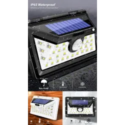 LED solljus - utomhus - rörelsesensor - vägg - vattentät - 34 LEDS
