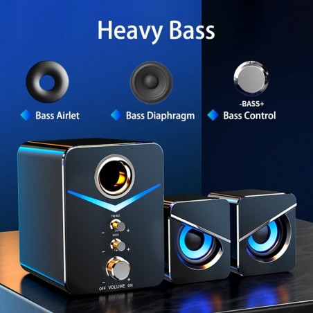 Computer speaker set - Bluetooth 5.0 - USB - stereo sound - bass