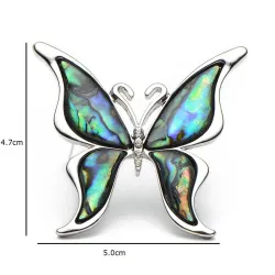Butterfly with a colored shell - a metal brooch