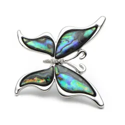 Butterfly with a colored shell - a metal brooch