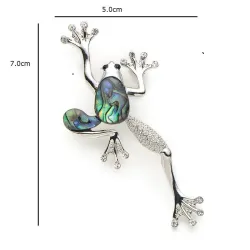 Crystal frog - with shell - vintage brooch