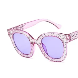 Retro square sunglasses - with crystals - UV400