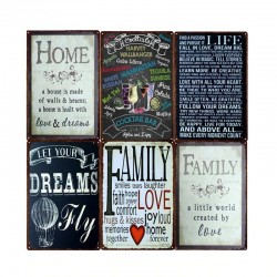 Familj Home Rules & Citat - metalltecken - väggaffisch