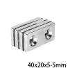 N35 - neodymium magnet med dubbel 5mm hål - 40 * 20 * 5mm - 1 - 30 bitar