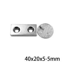 N35 - magnes neodymowy - z podwójnym otworem 5mm - 40 * 20 * 5mm - 1 - 30 sztukN35