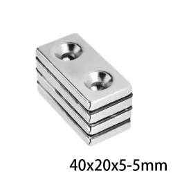 N35 - magnete al neodimio - con doppio 5mm foro - 40 * 20 * 5mm - 1 - 30 pezzi