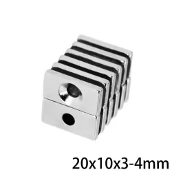N35 - aimant néodyme - bloc puissant - avec trou 4mm - 20 * 10 * 3mm - 5 - 100 pièces