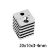 N35 - aimant néodyme - bloc puissant - avec trou 4mm - 20 * 10 * 3mm - 5 - 100 pièces