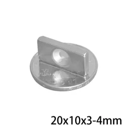 N35 - aimant néodyme - bloc puissant - avec trou 4mm - 20 * 10 * 3mm - 5 - 100 pièces