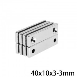 N35 - Neodym-Magnet - mit 2 4 mm Löchern - 40 * 10 * 3 mm - 5 - 10 - 20 - 30 - 50 Stück