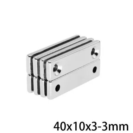 N35 - aimant néodyme - avec 2 trous 4mm - 40 * 10 * 3mm - 5 - 10 - 20 - 30 - 50 pièces