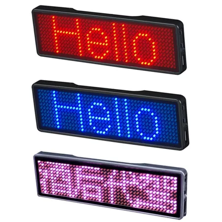 Digital LED badge - insignia - programmable - scrolling message board - Bluetooth