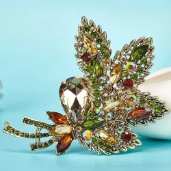 Bouquet de fleurs en cristal - broche