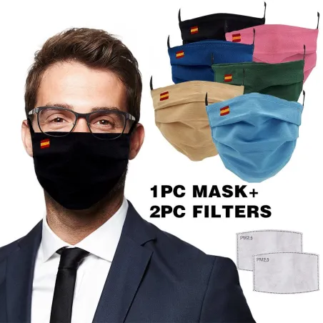 Återanvändbar ansiktsmask - med 2 filter - tvättbart - andningsbart