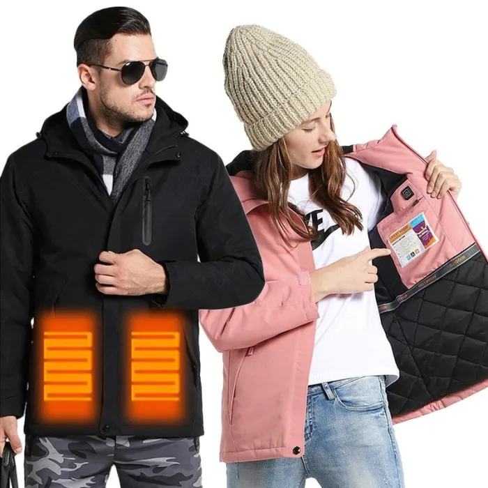 USB - lämmitetty lämpötakki hupulla / zippers - vedenpitävä