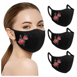 Maska ochronna na twarz / usta - wielokrotnego użytku - bawełna - nadruk kwiatowy - 3 sztukiMaski na usta