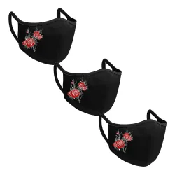 Masque protecteur visage / bouche - réutilisable - coton - imprimé fleur - 3 pièces
