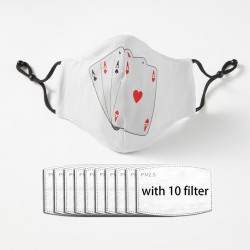 Protetora boca / máscara facial - filtros PM2.5 - reutilizável - jogando cartas áces