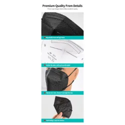 FFP2 - KN95 - PM2.5 - masque antibactérien de protection / visage - 5 couches - réutilisable - 10 / 50 / 100 pièces