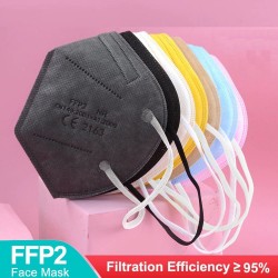 FFP2 - KN95 - PM2.5 - boca protetora antibacteriana / máscara facial - 5-camada - reutilizável - 10 / 20 / 50 / 100 peças