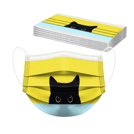 10 bitar - skyddande mun / ansiktsmask - 3-skikt - disponibel - katttryck