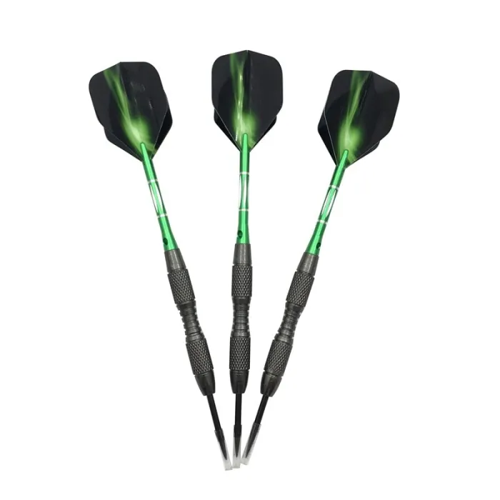 Professional green darts - steel tips - aluminum - 3 pieces
